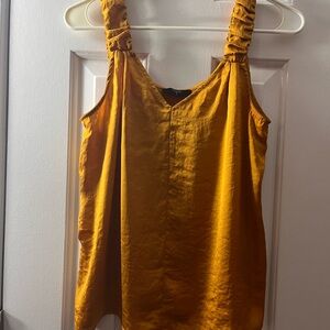 Tahari Gold Ruched Sleeveless Tank Top